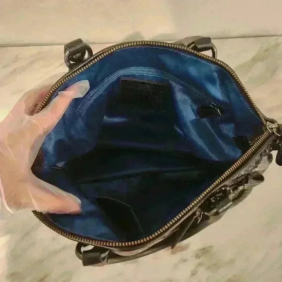 EUC Coach Madison Signature Op Art Sophia Sequin Metallic Satchel Shoulder Bag - Picture 8 of 9